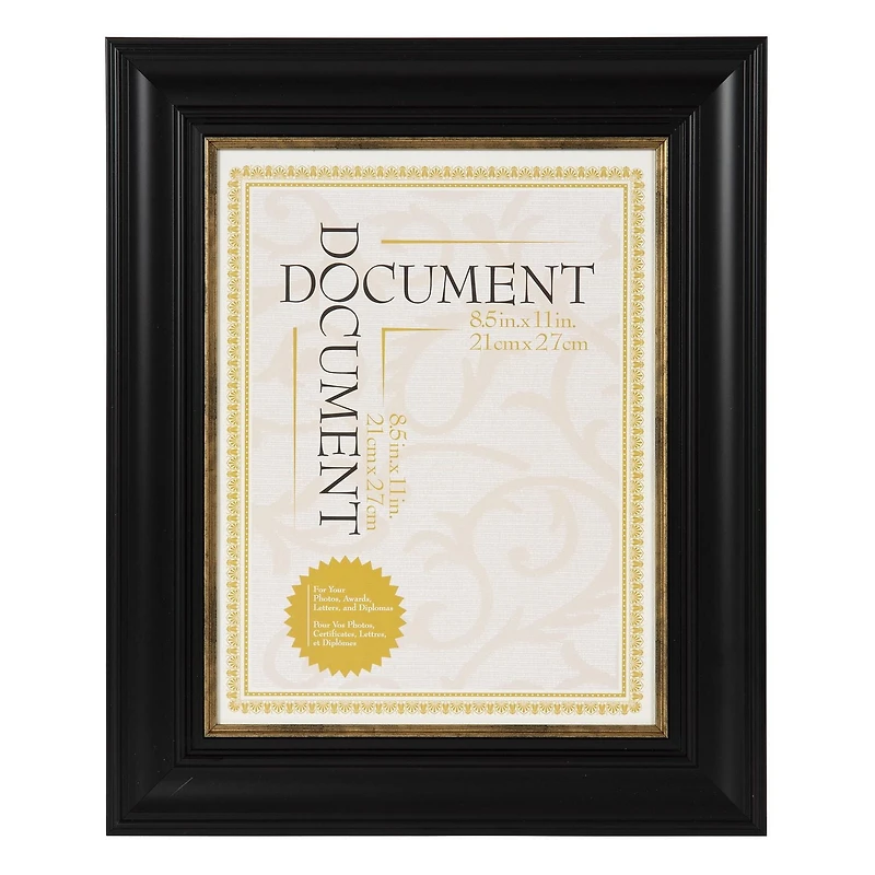 Stephan Black and Gold Document Frame, 8.5" x 11"
