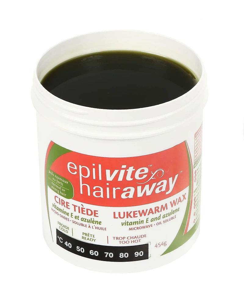 Epil-Vite / Hair-Away Lukewarm Wax Vitamin E and Azulen - 454 g, Lukewarm wax with azulen.
