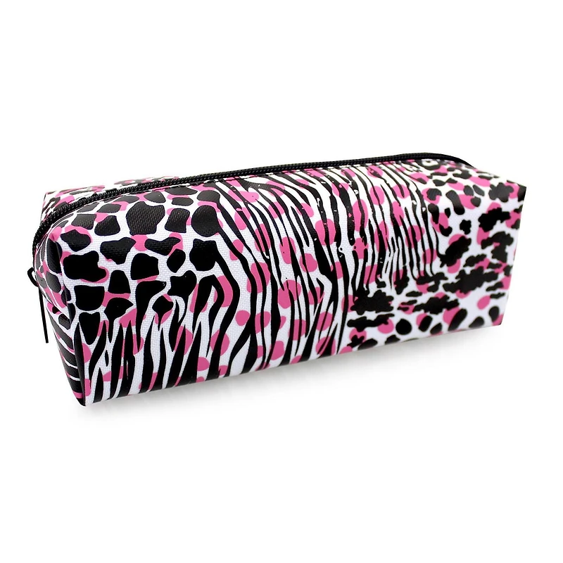 Pen+Gear Étui à crayons à motifs d’animaux mixtes en rose, noir et blanc