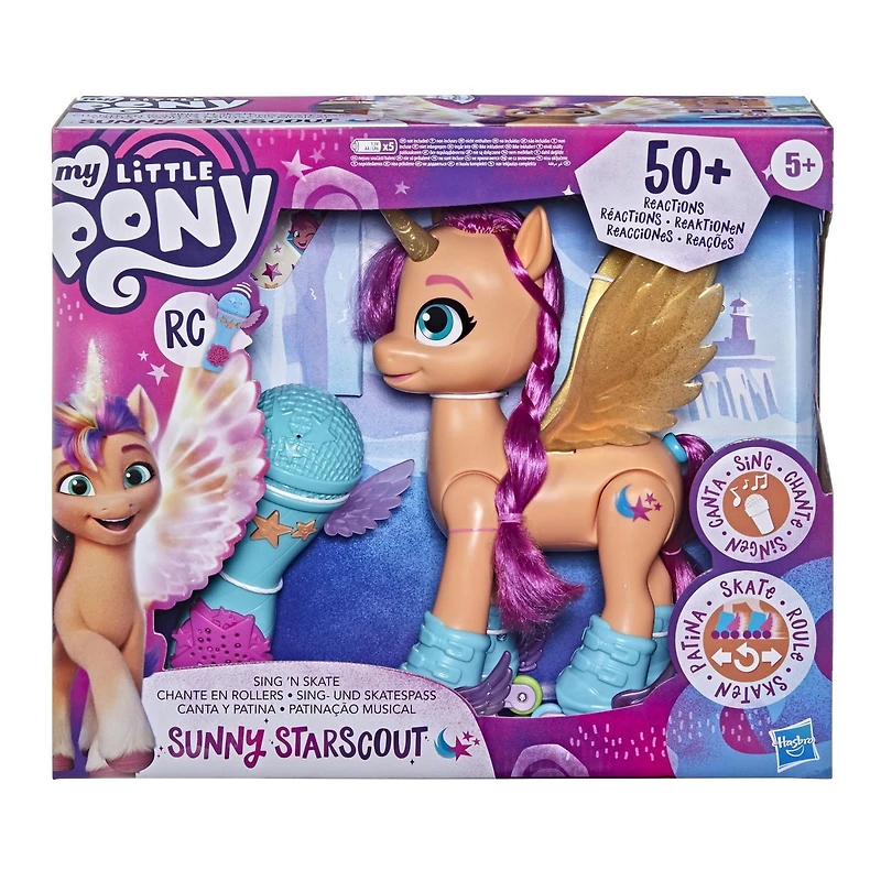 My Little Pony: A New Generation Sunny Starscout en rollers, jouet interactif de 22,5 cm avec télécommande, 50 réactions, lumières