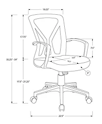 Monarch Specialties Office Chair, Adjustable Height, Swivel, Ergonomic, Armrests, Computer Desk, Work, Metal, Fabric, Brown, Contemporary, Modern