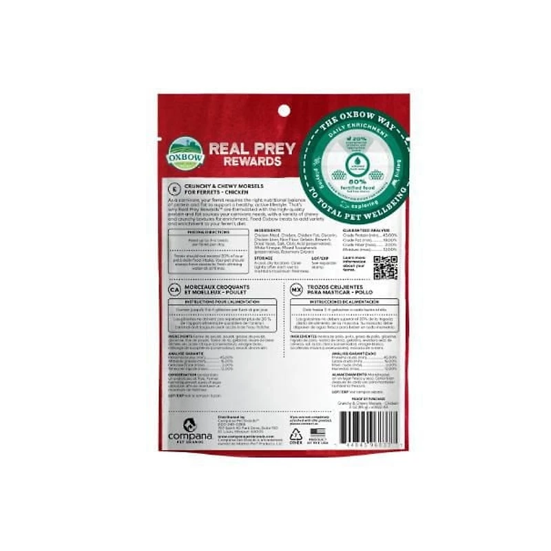 Oxbow Real Prey Rewards Friandise pour furet croustillante et moelleuse