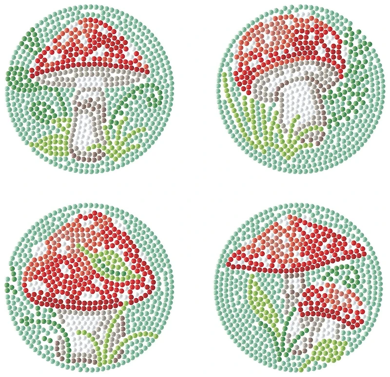 DIAMOND DOTZ® Sous-verres Champignons Édition Spéciale Kit d'art Broderie Diamant Taille des sous-verres: 4 pouces, Rond