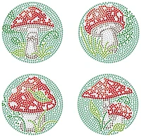 DIAMOND DOTZ® Sous-verres Champignons Édition Spéciale Kit d'art Broderie Diamant Taille des sous-verres: 4 pouces, Rond