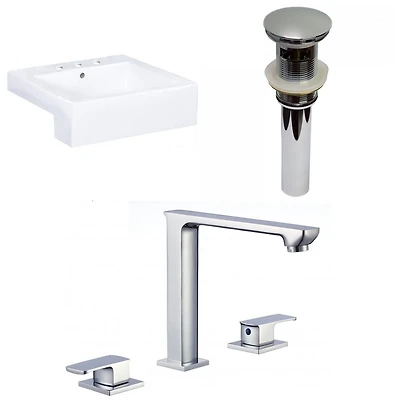 American Imaginations AI-34139 20.25 pouces W Vaisseau blanc semi-encastré pour 3H8-in. Centre de forage