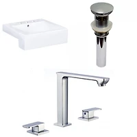 American Imaginations AI-34139 20.25 pouces W Vaisseau blanc semi-encastré pour 3H8-in. Centre de forage