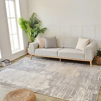 Tapis d'interieur abstrait Rug Branch Nomad, gris creme, moderne - Salon, chambre, salle a manger et cuisine