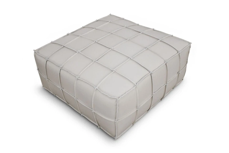 Topline Home Furnishings Pouf, cuir de grain supérieur noir