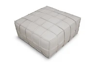 Topline Home Furnishings Pouf, cuir de grain supérieur noir