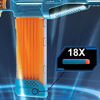 Nerf Elite 2.0, blaster motorisé Turbine CS-18, 36 fléchettes Nerf officielles, chargeur 18 fléchettes, rails tactiques, point de fixation