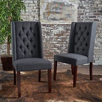 Chaises de Salle à Manger Kylie en Tissu couleur Charbon Foncé capitonnées (Set de 2)