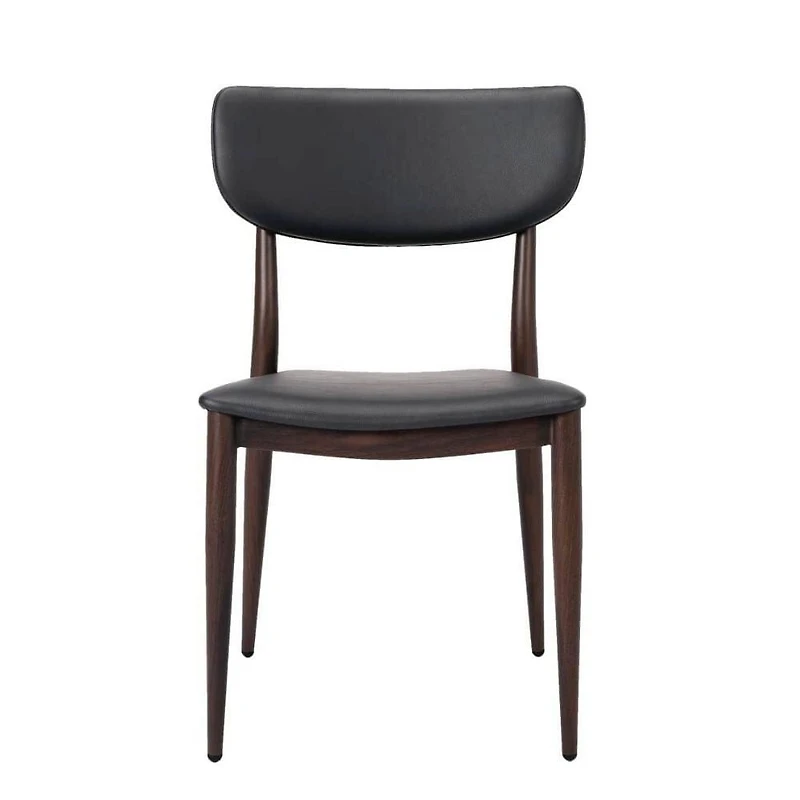 Sammy PU Faux Leather Dining Chair in Grey with Metal Black Frame, Side Dining Chair, Armless Chair Set 2