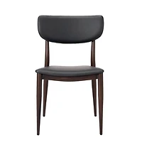 Sammy PU Faux Leather Dining Chair in Grey with Metal Black Frame, Side Dining Chair, Armless Chair Set 2