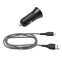 Trousse de chargement à double port pour la voiture avec câble USB-C vers USB de 0,9 m (3 pi) blackweb (Noir)