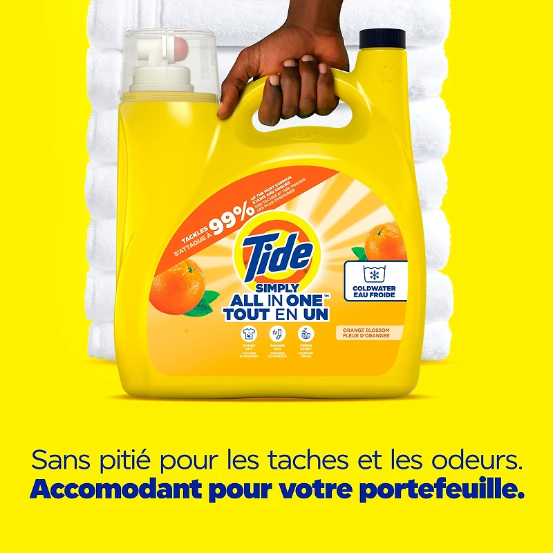 Tide Simply All-In-One Liquid Laundry Detergent, Orange Blossom Scent, 70 Loads, 2.72 L
