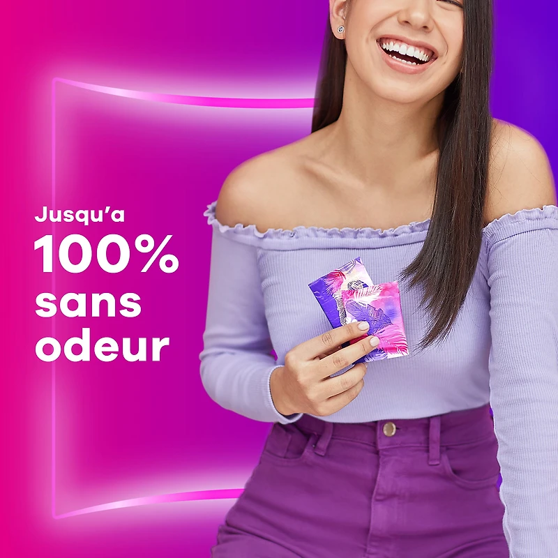 Protège-dessous quotidiens Always Radiant, longueur régulière, degré d’absorption léger, jusqu’à 100% sans odeurs et sans parfum, avec bande adhésive sur toute la longueur Edge-2-Edge, 96protège-desso 96CT