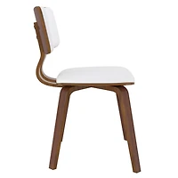 Chaise d’appoint mi-siècle moderne en similicuir et en bois, blanche