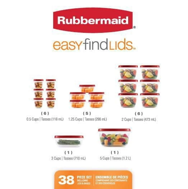 Rubbermaid 38 Piece Efl Red Food Storage Set