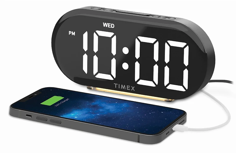 Horloge réveil double Timex avec double charge USB et veilleuse