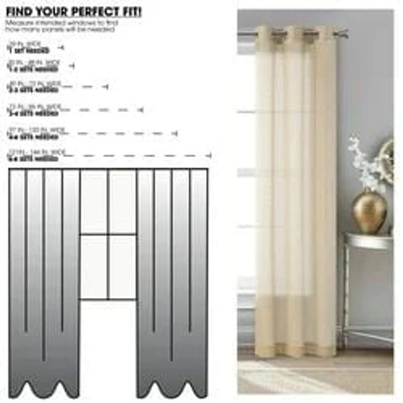 Mainstays Windowpane Sheer Window Curtains Panel Pair, Set of 2, White, 38" W x 84" L