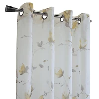 Loft Living Synergy Floral Printed Faux Linen Grommet Single Curtain Panel Semi-sheer 52" x 63" in Coral
