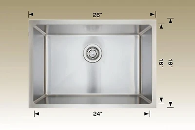 American Imaginations 26 pouces. W Évier de cuisine en acier inoxydable avec 1 bol et calibre 18AI-34460