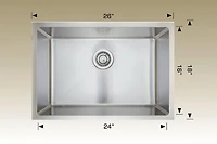 American Imaginations 26 pouces. W Évier de cuisine en acier inoxydable avec 1 bol et calibre 18AI-34460