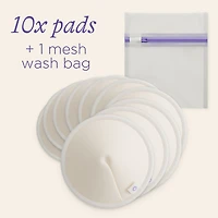 Lansinoh Washable Nursing Pads, Made with Organic Bamboo Viscose, Reusable Breast Pads for Breastfeeding with Wash Bag, Breastfeeding Essentials, 10 Pads