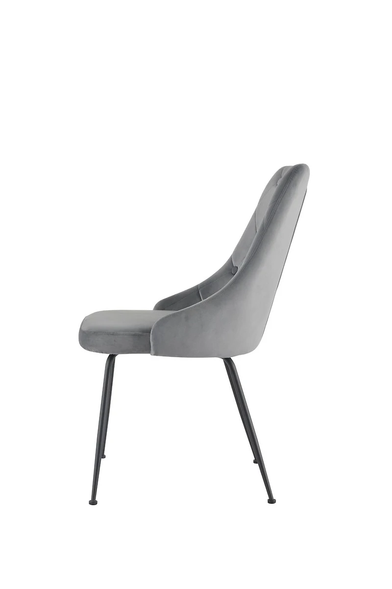 Topline Home Furnishings Velvet Side Chair with Black Legs