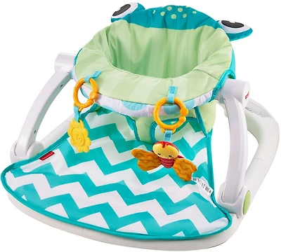 Fisher-Price Sit-Me-Up Floor Seat Portable Infant Chair with 2 Toys, Citrus Frog - Walmart Exclusive, Fold-able design