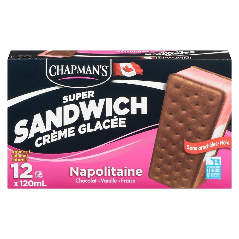 Chapman's Super Sandwich Neapolitan Ice Cream in a Box 12 x 120 ml