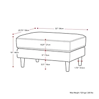Pouf rembourré et polyvalent CorLiving Mulberry de style moderne du milieu du siècle avec pieds en bois