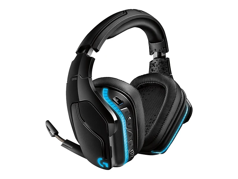 Casque de jeu G935 Câblé / Sans fil Sur tête Stéréo Logitech - USB, Mini-phone (3.5mm) - Câblé -Sur tête - Binaural - Circumaural - Cardioïde, Uni directionnel Microphone - Noir, Bleu