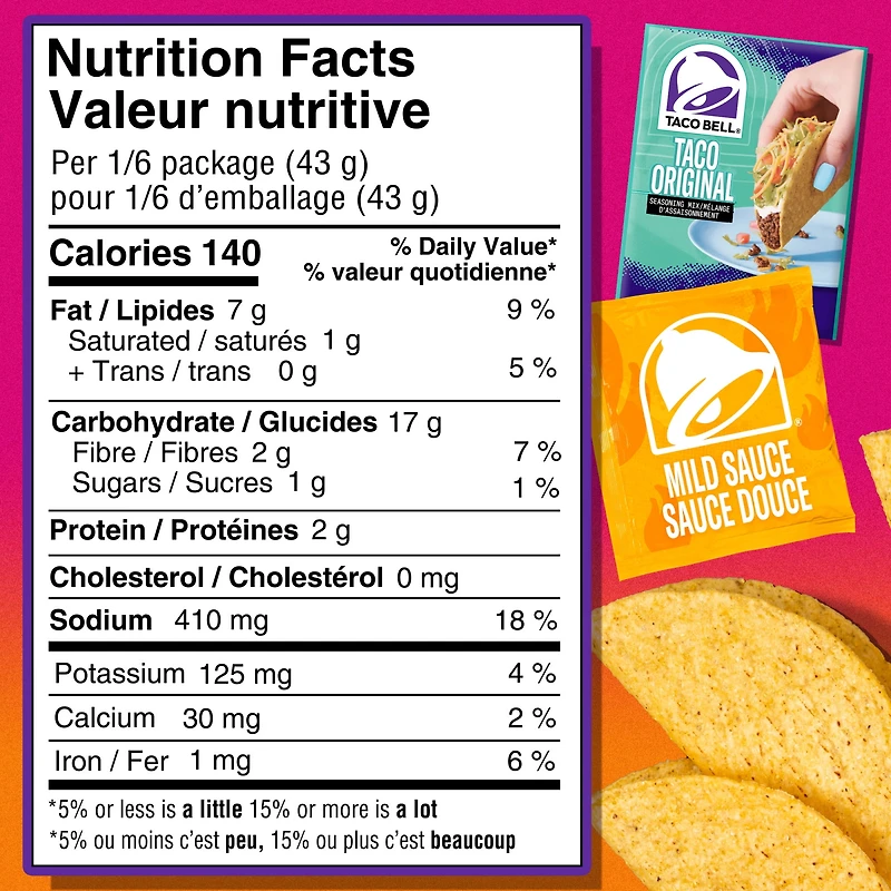 Taco Bell Crunchy Taco Cravings Kit, 260 g Box, TB CRUNCHY TACO KIT