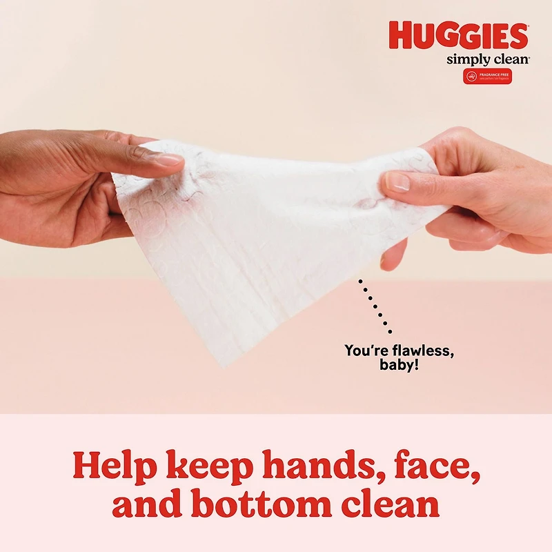 Lingettes pour bébés Huggies Simply Clean, NON PARFUMÉES, 3 emballages à couvercle rabattable, total de 192 lingettes 192 lingettes