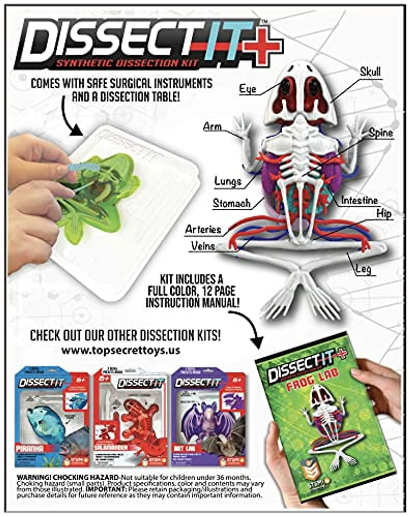 Dissect-It Simulated Synthetic Lab Dissection STEM Toy, Kids' Home Learning Science Project, Great for Young Scientists! - Frog Plus