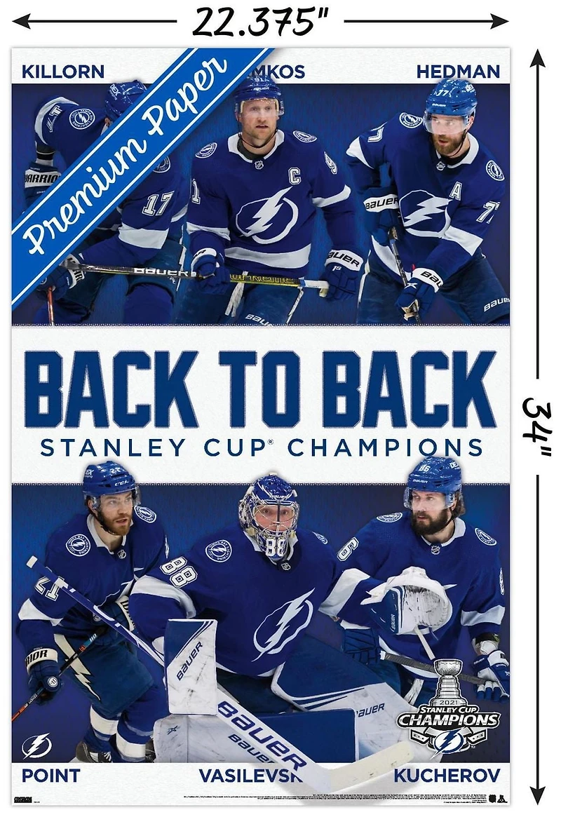NHL Tampa Bay Lightning - 2021 NHL Stanley Cup Champions Wall Poster, 22.375" x 34" Framed