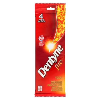 Dentyne Fire Cannelle, gomme sans sucre, 4 paquets (12 morceaux par paquet) 48 comptes