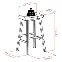 Winsome Mona Cushion Saddle Seat Bar Stool, Black & Walnut - 94069