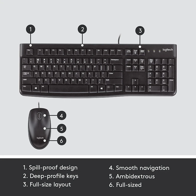 Clavier et souris pour ordinateur MK120 de Logitech