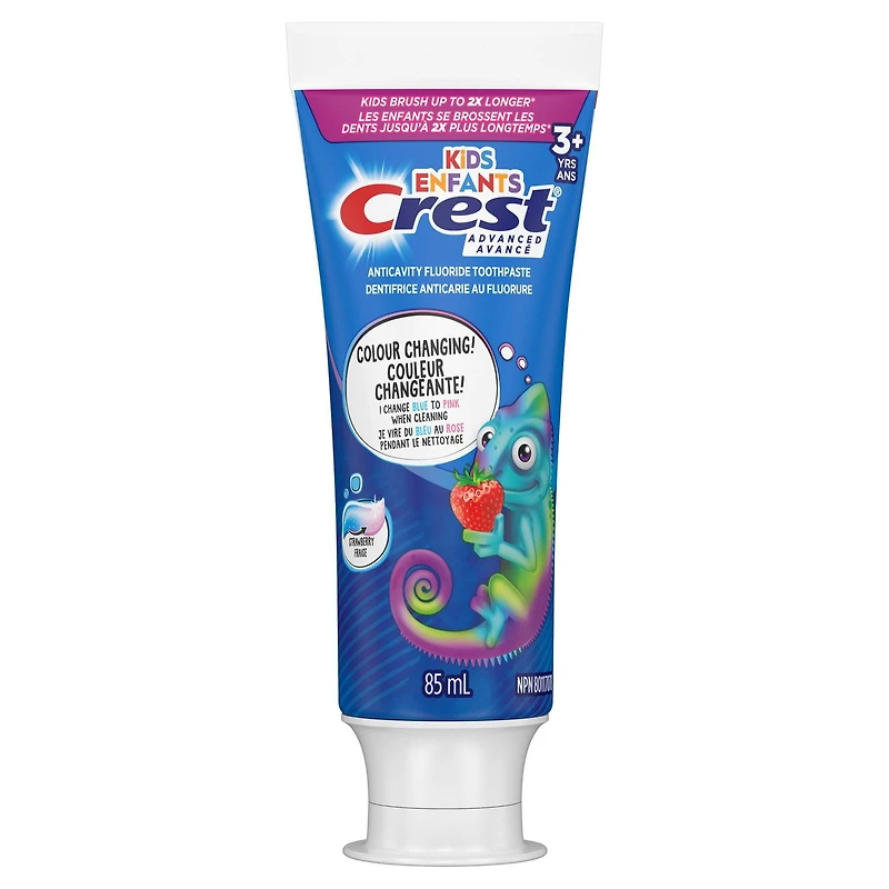 Dentifrice au fluorure Crest avancé pour enfants, saveur de fraise, 85mL 85ML