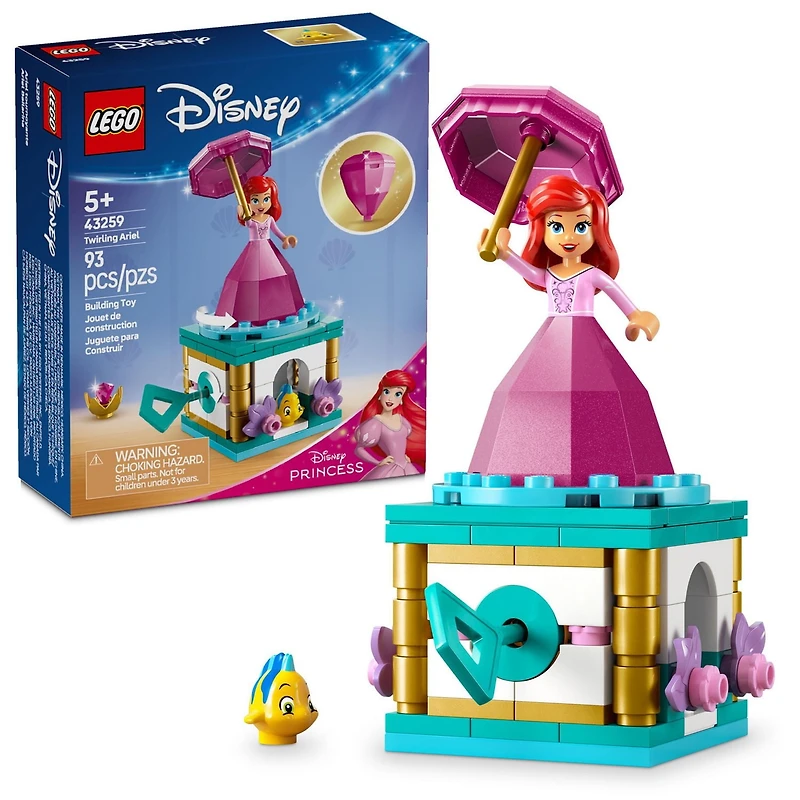 LEGO Disney Princess Twirling Ariel Toy - Building Toy for Kids, Girls and Boys, Ages 5+ - Little Mermaid Toy for Fans of Movie - Ariel Doll Gift Idea for Birthdays - 43259, Includes 93 Pieces, Ages 5+