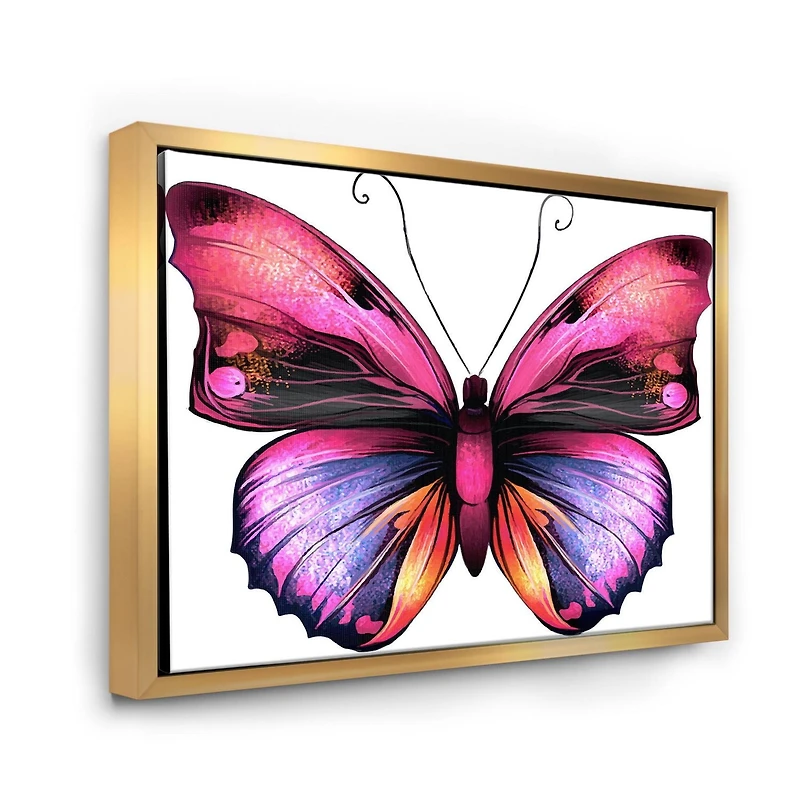 Designart Bright Pink Butterfly Portrait FLOAT FRAME WALL ART