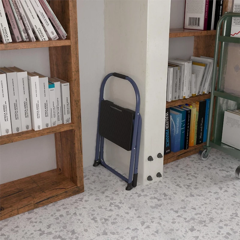 COSCO Escabeau pliable en 1 étape en acier, capacité de 225 lb (bleu marine)