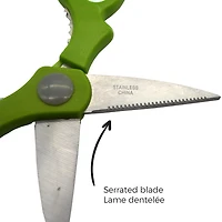 Starfrit Kitchen Scissors, Stainless Steel Blades, Serrated Edge for Better Grip, Multi-Purpose Food Shears, Nutcracker Center, Starfrit Kitchen Scissors feature sharp stainless steel blades with a serrated edge for better grip. Perfect for cutting food packaging, slicing food, and the center acts as a nutcracker or lobster claw breaker. A versatile and essential tool for any kitchen.