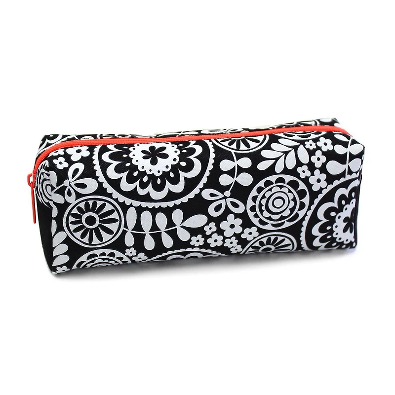 Pen+Gear Black & White Pencil Pouch with Geo Floral Print