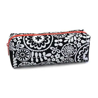 Pen+Gear Black & White Pencil Pouch with Geo Floral Print