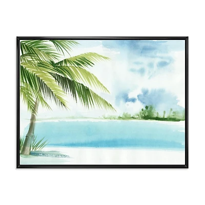 Designart Palm Beach Resort At Dawn I FLOAT FRAME WALL ART