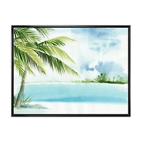 Designart Palm Beach Resort At Dawn I FLOAT FRAME WALL ART