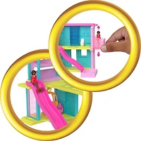 Coffrets Maison de poupée ​Mini BarbieLand Barbie, Maison de rêves Mini avec poupée Barbie surprise de 3,81 cm (1,5 po), mobilier, accessoires, ascenseur et piscine (les styles peuvent varie